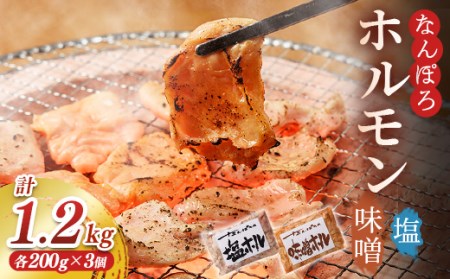 北海道 なんぽろホルモン 味噌＆塩 各200g×3  豚ホルモン バーベキュー BBQ 焼き肉 南幌町 ジンギスカン NP1-213