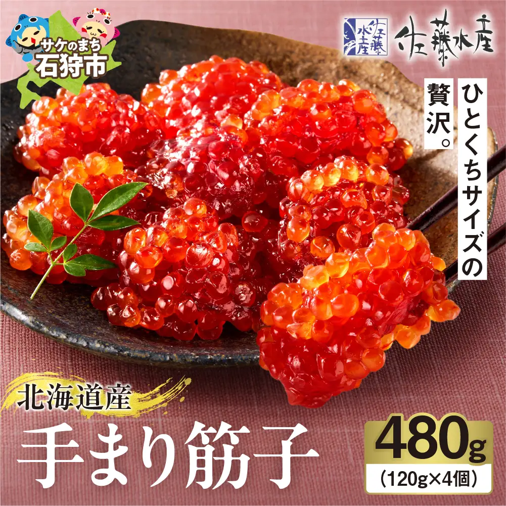 【佐藤水産】手まり筋子 480g (120g×4)  ｜すじこ 海鮮 北海道石狩市