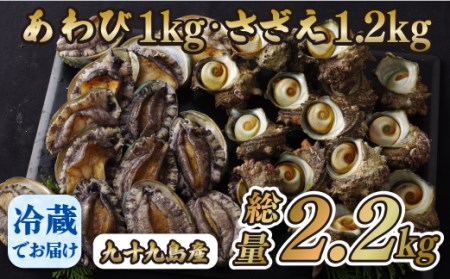 産地直送【 あわび・さざえセット】2.2kg 生食可 A178a