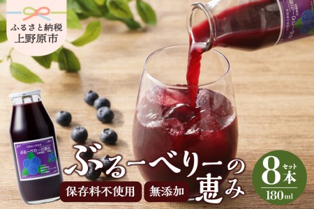 【先行予約】無添加 ブルーベリー ジュース セット ギフト お歳暮 無添加ブルーベリージュース「ブルーベリーの恵み」 180ml×8本 プレゼント ギフト 贈り物 送料無料 山梨県 上野原市