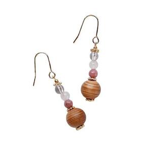 屋久杉×10月誕生石　樹脂ピアス