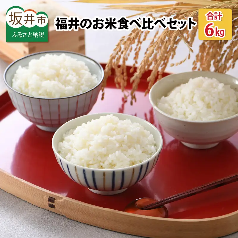 【先行予約】福井のお米 食べ比べセット 2kg × 3種（コシヒカリ・いちほまれ・ハナエチゼン）計6kg 【2026年10月上旬～2027年7月下旬発送予定】 [A-1009]