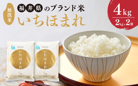 【令和7年産】 福井県のブランド米 いちほまれ 無洗米 4kg（2kg × 2袋） 無洗米 人気 品種 ブランド米 特A  [A-6115] 