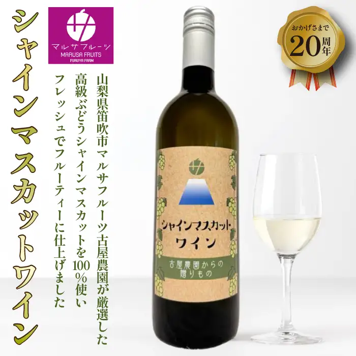 笛吹市産 シャインマスカット 100％ ワイン 750ml×1本 国産ワイン 088-008