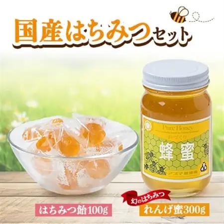 国産蜂蜜セット(れんげ蜜とはちみつキャンディ) はちみつと飴の詰合せ_調味料 はちみつ  ハチミツ 蜂蜜_【1287135】