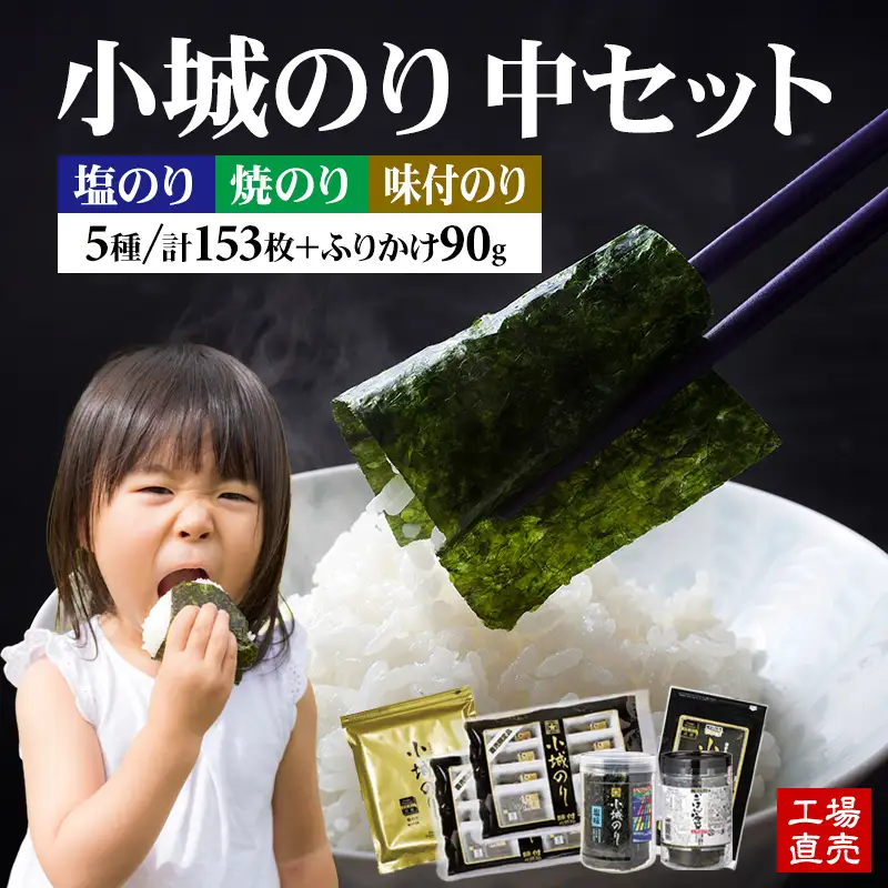 工場直送！ 小城のり（中）5種セット 井口食品 有明海産 海苔 加工海苔セット のり B190-019
