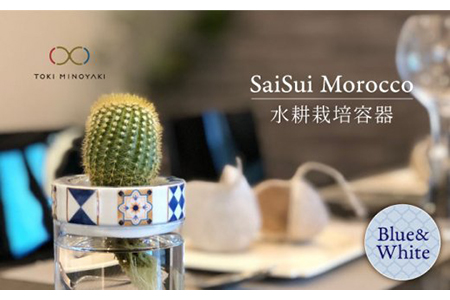 【美濃焼】SaiSui Morocco（Blue＆White）【大東亜窯業】【TOKI MINOYAKI返礼品】≪土岐市≫ 鉢 プランター インテリア かわいい おしゃれ 園芸 ガラス 陶磁器 磁器 コンパクト 水耕栽培 観葉植物 ブルー 青 タイル 送料無料 [MAG003]