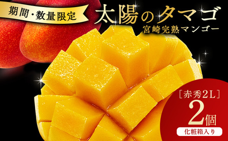 宮崎県串間市産 完熟マンゴー 太陽のタマゴ(2L×2個) 化粧箱入り_K008-028