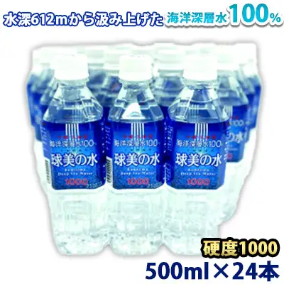久米島・海洋深層水100％！球美の水 硬度1000：500ml(24本入り）