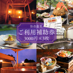 新潟 宿泊 弥彦温泉ご利用補助券 3,000円分3枚 合計9千円分 | 補助券 新潟県