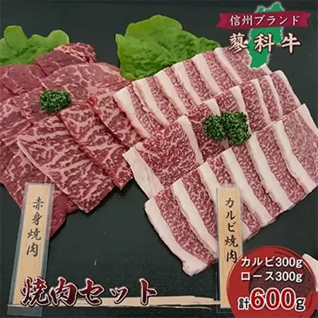 【牛肉カルビロース焼肉セット】信州蓼科牛の厳選部位カルビ300gロース 300g御代田町古越牧場産_肉 焼肉 牛肉 やきにく ヤキニク バーベキュー  肉  牛肉 _【配送不可地域：離島】【1297048】