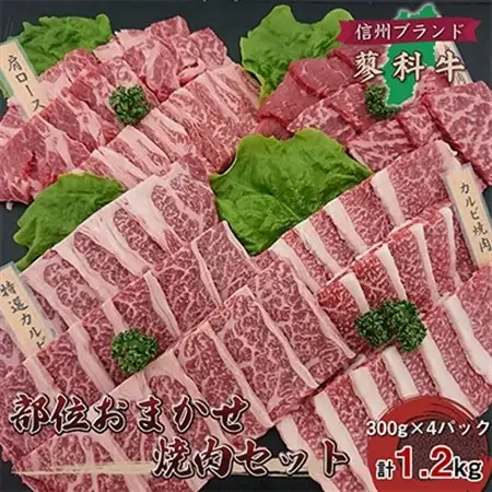 【牛肉おまかせ焼き肉セット】信州蓼科牛の厳選部位を1.2kg(300g×4pc)御代田町古越牧場産_肉 焼肉 牛肉 やきにく ヤキニク バーベキュー  肉  牛肉 _【配送不可地域：離島】【1297063】
