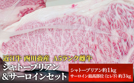 近江牛 ステーキ シャトーブリアン サーロイン セット  A5 雌牛 西川畜産 牛肉 黒毛和牛 サーロインステーキ 肉 お肉 牛 和牛 ブランド牛