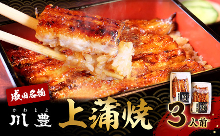 うなぎ 川豊 上蒲焼 3人前 セット 蒲焼 うなぎの蒲焼 国産うなぎ 国産 高級品 高級食材 老舗 真空パック