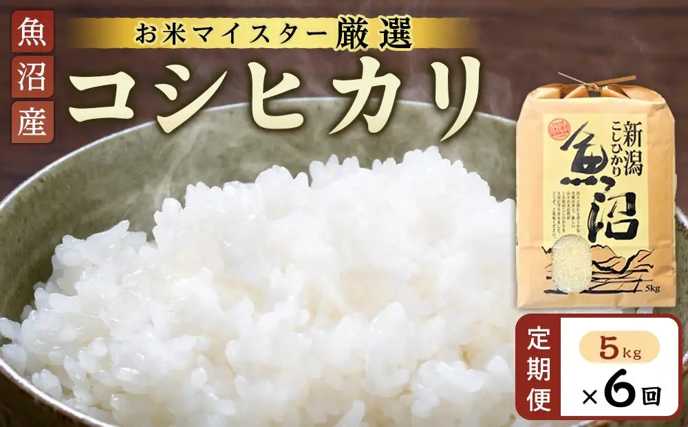 【定期便】【お米マイスター厳選】魚沼産コシヒカリ5Kg×6ヶ月連続お届け　米　お米　新潟　新潟県 魚沼　こしひかり
