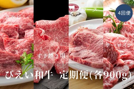すき焼き 定期便 (900g４回便) ファームズ千代田　「びえい 和牛 」|  すき焼き 牛肉  [244-01]