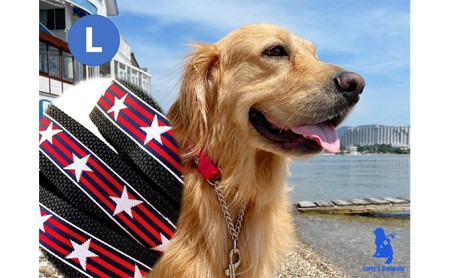 【大型犬用・Lサイズ】ハーフチョークカラーとリードのセット（シマ星＆ブラック） 雑貨 日用品 日本製 オリジナル 手作り 