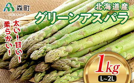 【先行予約】北海道森町産 グリーンアスパラL～2Lサイズ1kg （2026年4月下旬頃～7月上旬頃順次発送）＜道産ネットミツハシ＞ アスパラガス アスパラ 野菜 産地直送 ふるさと納税 mr1-0810