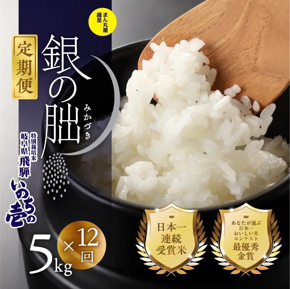 新米予約受付【定期便】【2026年11月から】5kg×12回【2026年産米】銀の朏 米≪テレビで紹介!!幻の米≫【13-24】