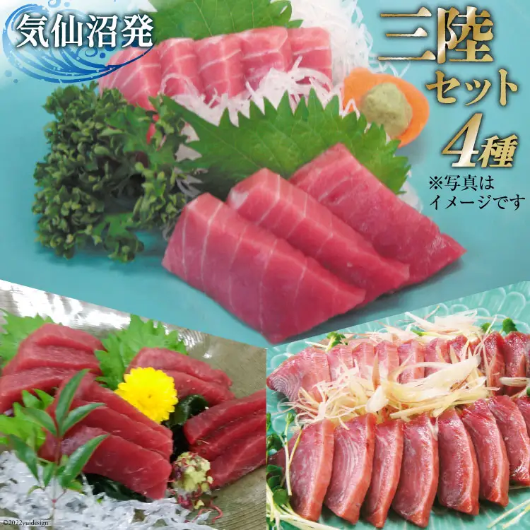 三陸セット 中トロマグロ 150g トロの赤身 150g メバチマグロたたき 200g 特撰トロカツオ 250g 合計750g [村田漁業 宮城県 気仙沼市 20563481]