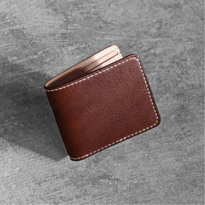 栃木レザー使用｜やわらか本革二つ折り財布｜Half wallet 02｜チョコ｜minca（全7色）