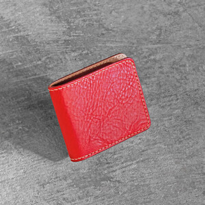 栃木レザー使用｜やわらか本革二つ折り財布｜Half wallet 02C｜レッドminca（全7色）