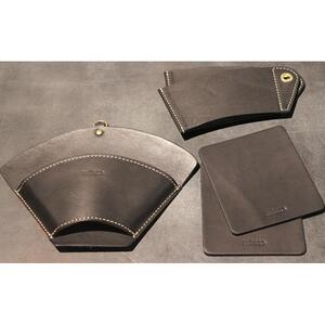 【minca】栃木レザーのカフェグッズ3アイテム5点セット 自宅、オフィス、キャンプシーンでのカフェタイムに/ブラック　678【日用品 人気 おすすめ 】