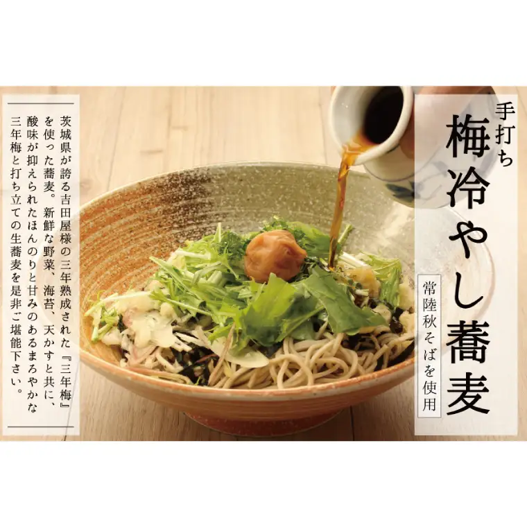 常陸秋そば 手打ち 梅冷やしそば 生蕎麦 4人前_AI080