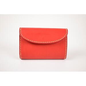 【minca】栃木レザーの三つ折り財布 ミドルサイズ ハンドステッチ滑らかな手触り/Middle wallet 01/レッド　518【雑貨 ファッション 人気 おすすめ 】