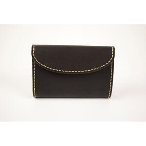 【minca】栃木レザーの三つ折り財布 ミドルサイズ ハンドステッチ滑らかな手触り/Middle wallet 01/ブラック　518【雑貨 ファッション 人気 おすすめ 】