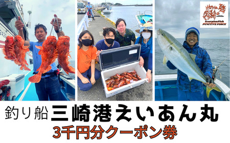 【つり船】三崎港 えいあん丸 3,000円分 クーポン券 M083-001 チケット 体験