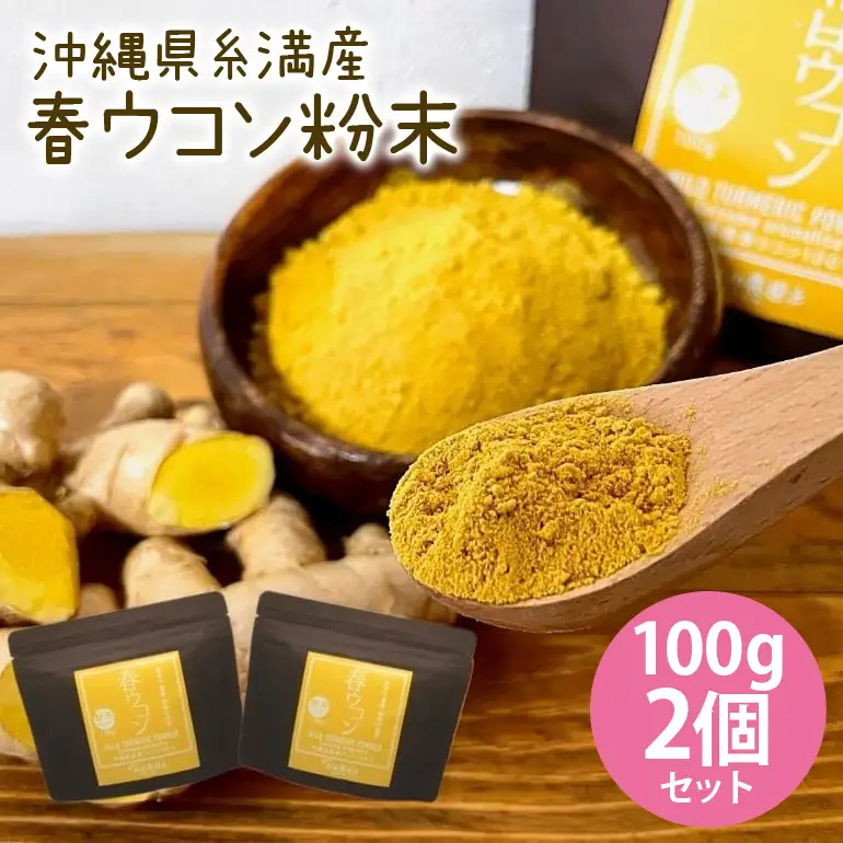 沖縄県 糸満産 春ウコン 粉末 200g ( 100g x 2個 ) セット ウコン 栽培期間中農薬除草剤不使用 粉末タイプ うこん 姜黄 キョウオウ ウコンパウダー パウダー 粉 ウコン粉末 お酒 アルコール 肝臓 ターメリック クルクミン 健康食品 沖縄県 糸満市 116-1