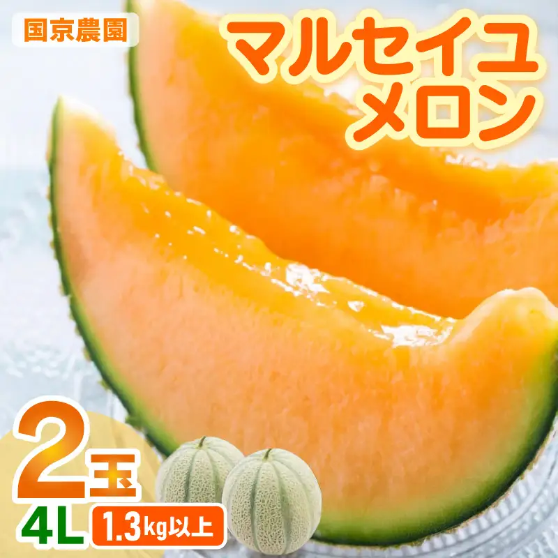  【先行予約】マルセイユメロン 2玉入 4L（1.3kg以上×2玉）高糖度で抜群に美味しい赤肉メロン ／ 果物 フルーツ 産地直送 ※2026年6月上旬以降発送 [aw067-a005]
