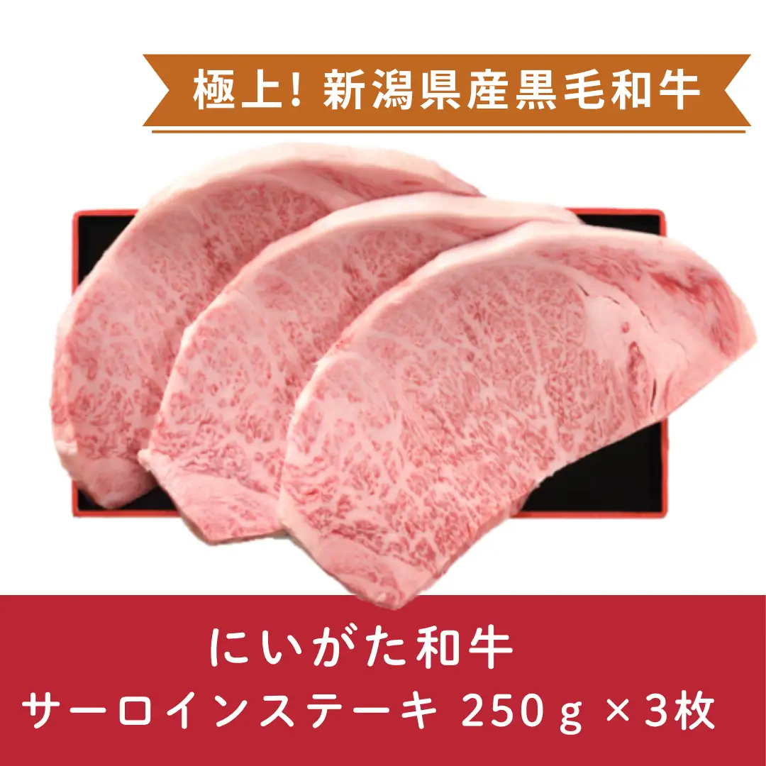 にいがた和牛 サーロインステーキ 250ｇ×3枚 にいがた和牛 黒毛和牛 牛肉 肉 牛 赤身肉 柔らか 上質 国産 ブランド牛 冷凍 化粧箱入 のし 贈答  贈り物 ギフト プレゼント お中元 お歳暮 父の日 母の日 敬老の日 ステーキ 新潟県 阿賀野市 1D21054