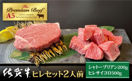 【A5ランク 超希少部位】佐賀牛ヒレセット1人前 シャトーブリアン 100g+ヒレ サイコロステーキ 250g HAD097 ヒレヒレヒレヒレヒレ