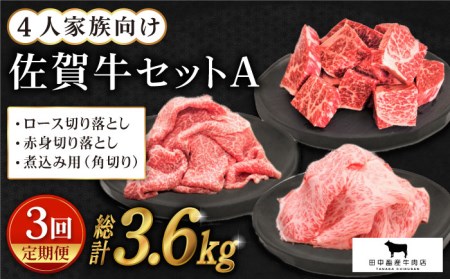 【全3回定期便】4人家族向け 佐賀牛 普段使いセットA [HBH035] 