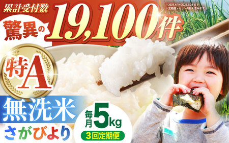 【全3回定期便】さがびより 無洗米 5kg  [HBL025] 無洗