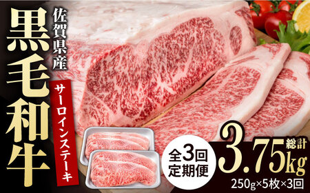 【3回定期便】佐賀県産 黒毛和牛 サーロインステーキ 1.25kg /  ステーキ [IAG093]
