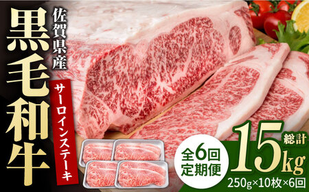 【6回定期便】佐賀県産 黒毛和牛 サーロインステーキ 2.5kg / ステーキ [IAG097]