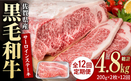 【12回定期便】佐賀県産 黒毛和牛 サーロインステーキ 400g / ステーキ [IAG101]