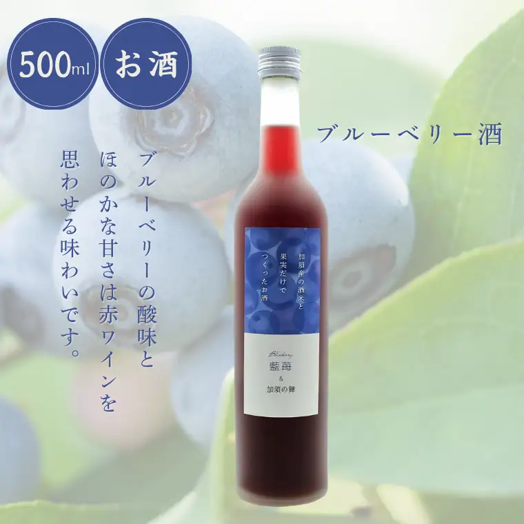 加須産の酒米と果実だけでつくったお酒　ブルーベリー酒　箱入500ml