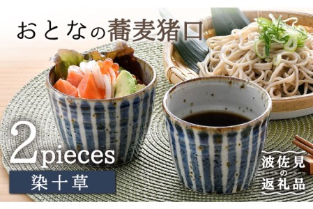 【陶器市特集】【波佐見焼】おとなの 蕎麦猪口 そばちょこ （染十草） 2個セット 食器 皿 【大桂工房】 [GD29]  波佐見焼
