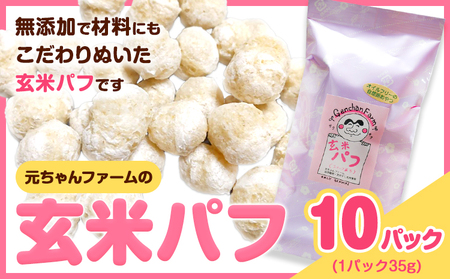 玄米パフ(10パック入り) 1パック35g 自然で優しい素朴なスナック菓子 元ちゃんファーム《90日以内に出荷予定(土日祝除く)》 和歌山県 紀の川市 玄米 パフ 送料無料