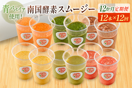 「定期便12か月コース」南国酵素スムージー　200ml×12本セット×12回　 野菜・果実ミックスジュース　青パパイア　果物　フルーツ　飲料　健康　栄養【F110】