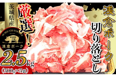 244 豚肉 小分け 2.5kg 切り落とし 細切れ 500g×5袋 真空パック 個包装 冷凍 浅倉ポーク 茨城県産【浅倉畜産】