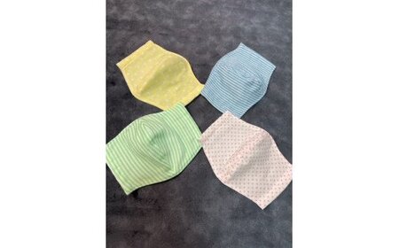 ハンドメイド 立体 ガーゼ マスク （柄物） 4枚 布マスク 立体マスク ファッション おしゃれ かわいい 洗える 大人用 ハンドメイド【029E-006】