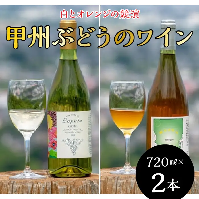 南アルプス天空舎の甲州ぶどうで醸すワイン、白とオレンジの競演（2本入り 各720ml）ALPAB059
