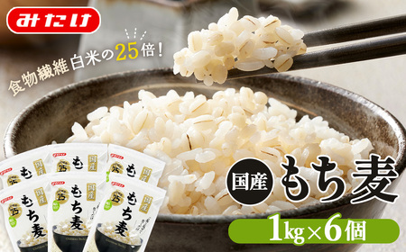 国産もち麦6kg《1kg×6個セット》雑穀 お米に混ぜて炊くだけ！便利なチャック付 小分けパック ダイエット 食物繊維  送料無料 No.029