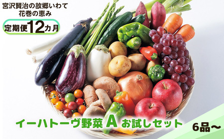  【定期便12ヶ月】イーハトーヴ野菜A お試しセット6品～【295】