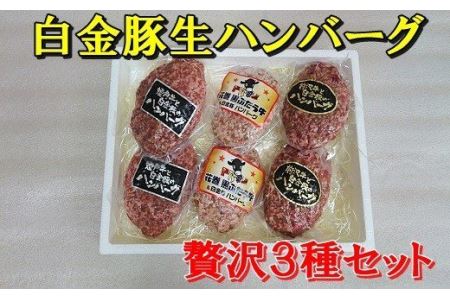 贅沢生ハンバーグ３種セット【ブランドポーク白金豚使用】 【344】